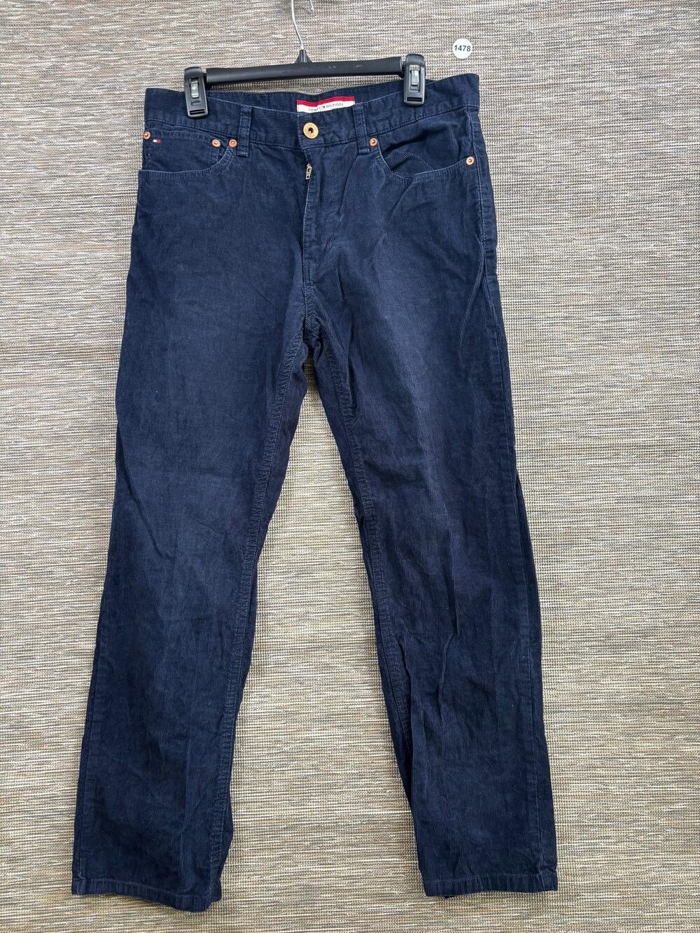 Tommy Hilfiger Pants Mens 32x30 Blue Corduroy Slim Straight Fit Chino Casual